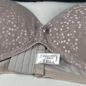 Glamorise Gray Floral Bra